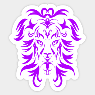 Tribal Tattoo Art Purple Lion Head Sticker